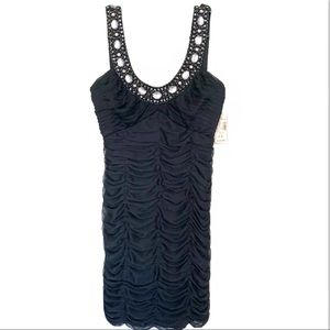 NWT Black Scrunched Party Dress with Gems